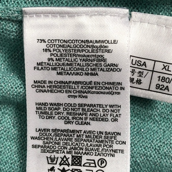 Brooks Brothers 346 Metallic Mint V-Neck Sweater - Picture 5 of 8